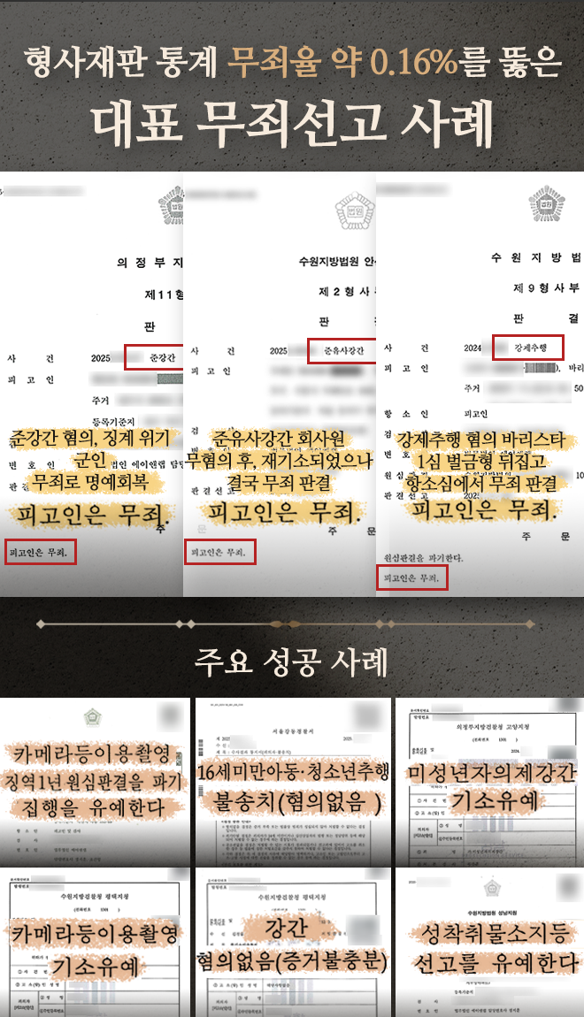 형사재판 통계 무죄율 약 0.16%를 뚫은 대표 무죄선고 사례